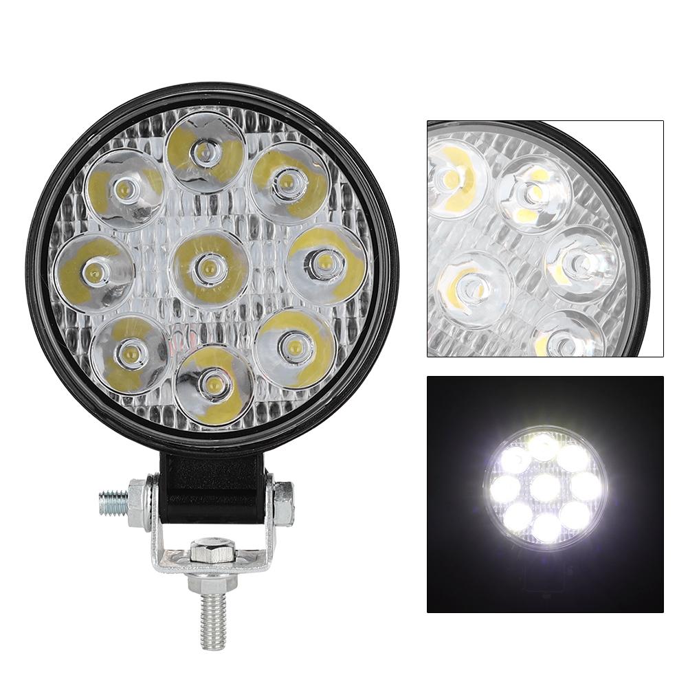 27W 9LED Round Mini Work Light Auxiliary Lamp Light for Car Motorcycle Truck Forklift BoatBlack