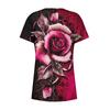 Shirts For Women Short Sleeve Tops Dressy Summer Casual Printed V-neck Irregular Hem Blouses Tees