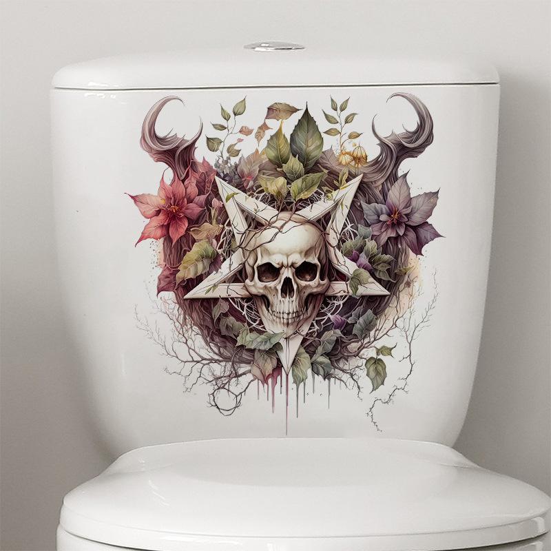 Halloween Wall Stickers Skull Skeleton Butterfly Star Devil Horror Scary Home Party Decoration Vinyl Decals for Kids Room WC Toilet Decor