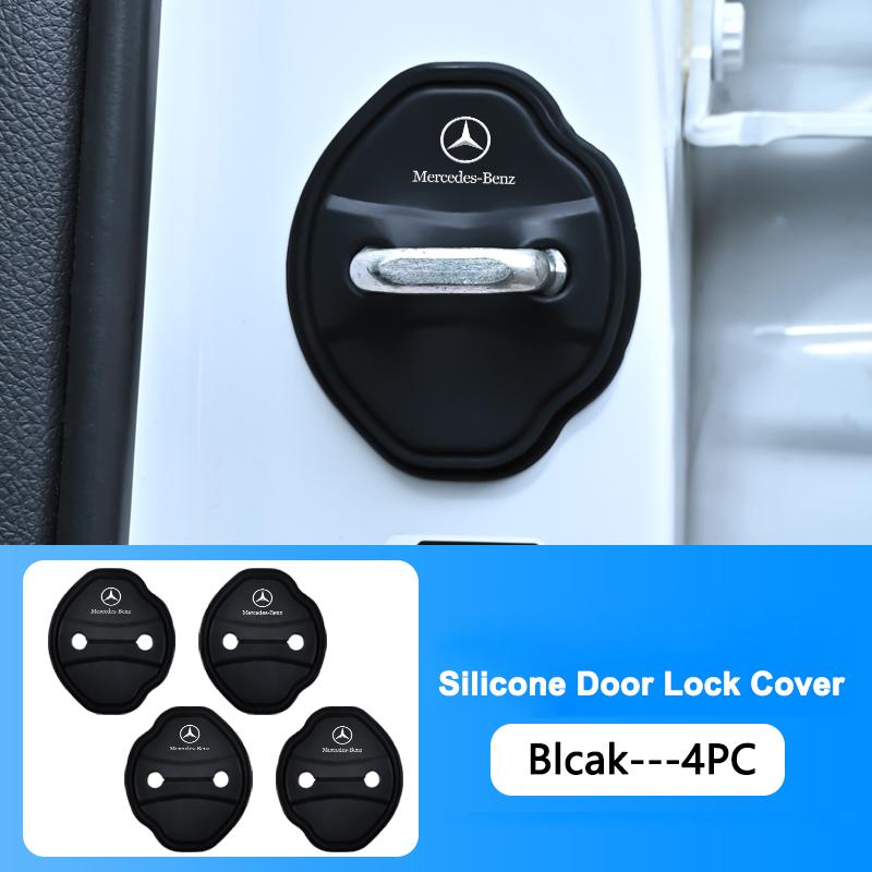 4pcs Car Silicone Door Lock Cover Protective Sticker For Mercedes Benz Smart W108 W124 W126 W213 W168 W169 W176 W220 AMG W203 jjj1