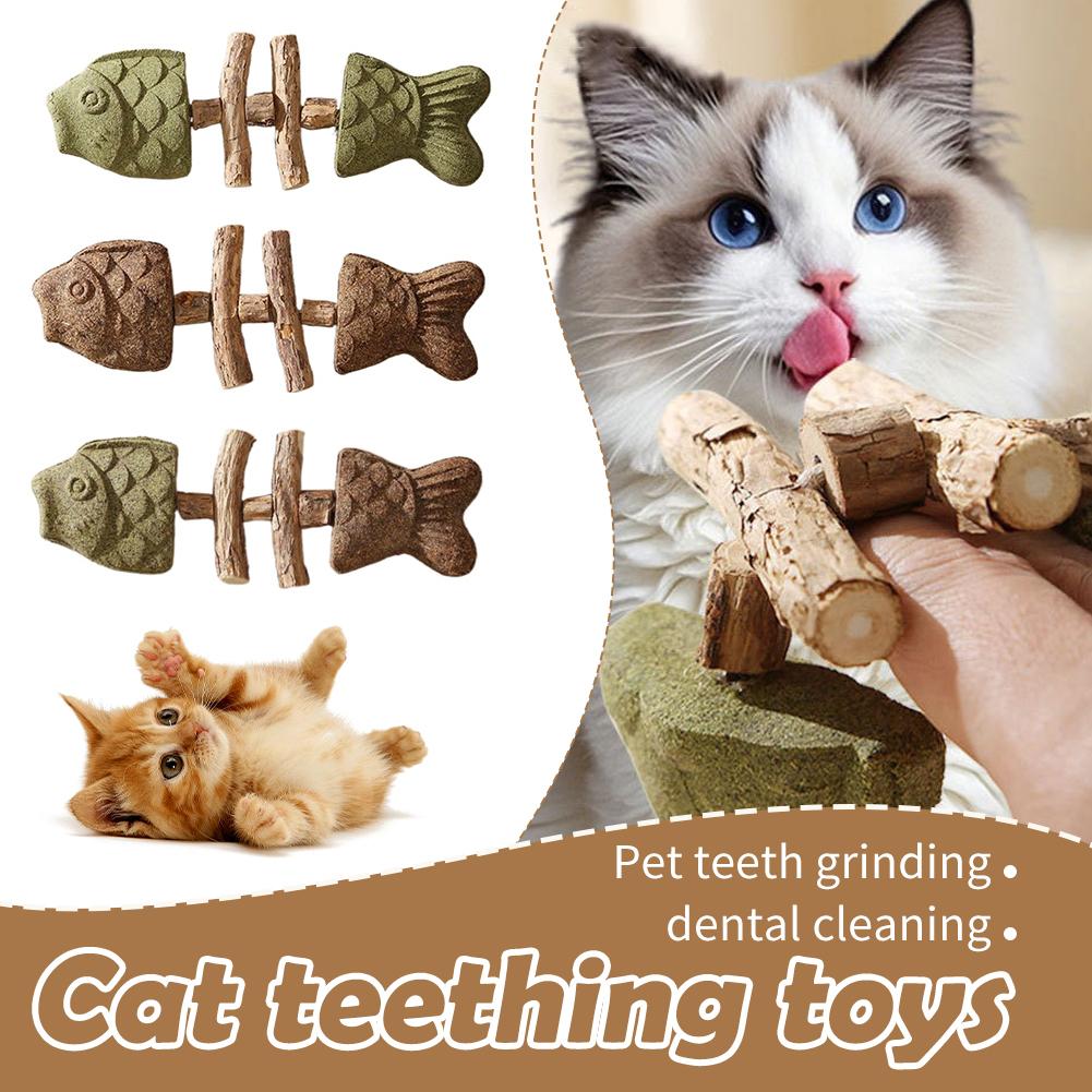 Funny Fish Bone Cat Toys Cat Teeth Cleaning Toy With Catnip Silver Vine Kitten Interactive Toy For Indoor Pet Supplies