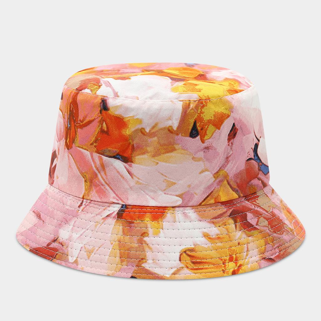 Double-sided Bucket Hat Women's Spring and Summer New Colorful Graffiti Flower Pot Hat Trendy Foldable Sun Hat Shows Small Face