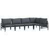 5 Piece Garden Sofa Set with Cushions Black Steel