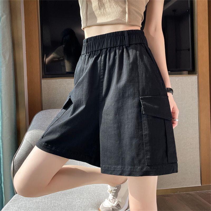 

Women s High-Waist Cotton Workwear Shorts - Summer Plus Size, Loose, Slimming, Versatile Wide-Leg Design M, 80-100 lbs