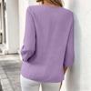 Women's Casual 3/4 Sleeve Round Neck Blouse - Cotton Linen Button Cuff Shirt - Lightweight Tunic for Work, Daily Wear, Travel