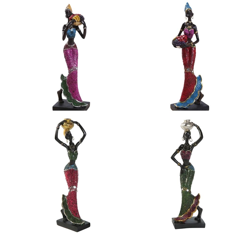 Africké ženy Figurové umění Sochy Tribal Lady Figurka Socha žlutá