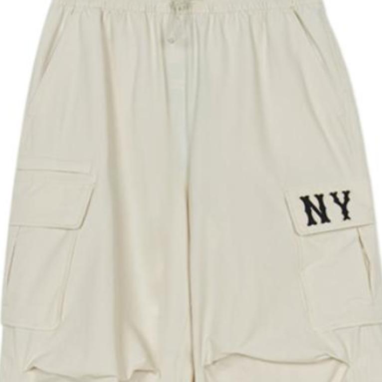 New MLB New York Yankees Cargo Pants Women's Linen Cream 3FWPB0844-50GRM