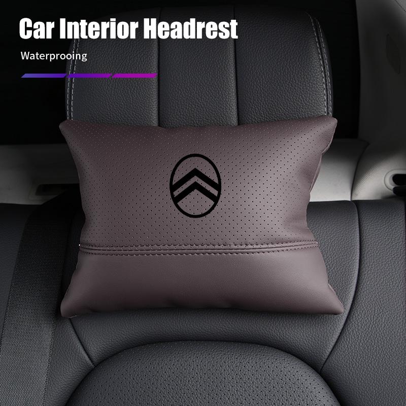 Car Seat Hanging Headrest Leather Neck Pillow Head Protector Accessories For Citroen C4 C3 C5 C1 C2 Berlingo Celysee Cactus