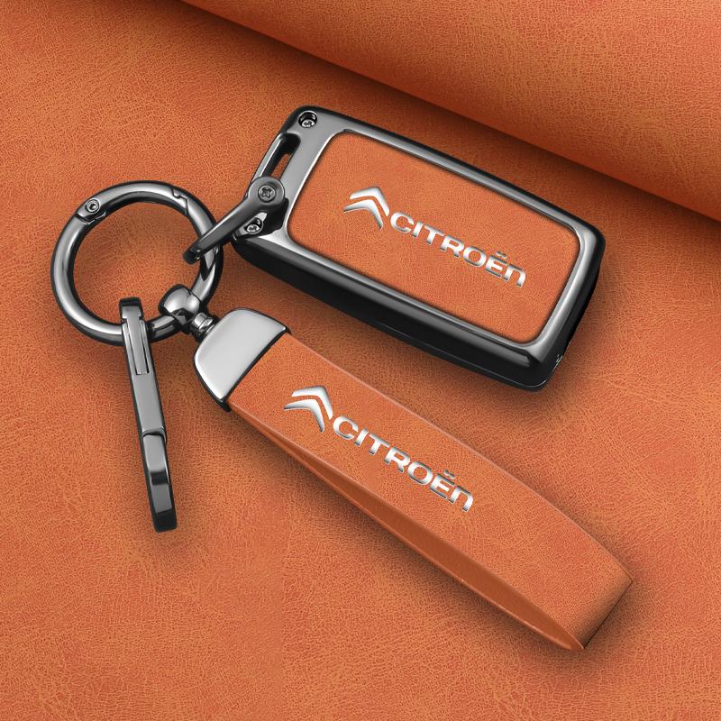 Zinc Alloy Leather Car Flip Key Case Cover Protector Shell Fob Key For Citroen C1 C2 C3 C4 C5 XSARA PICA Auto Accessories