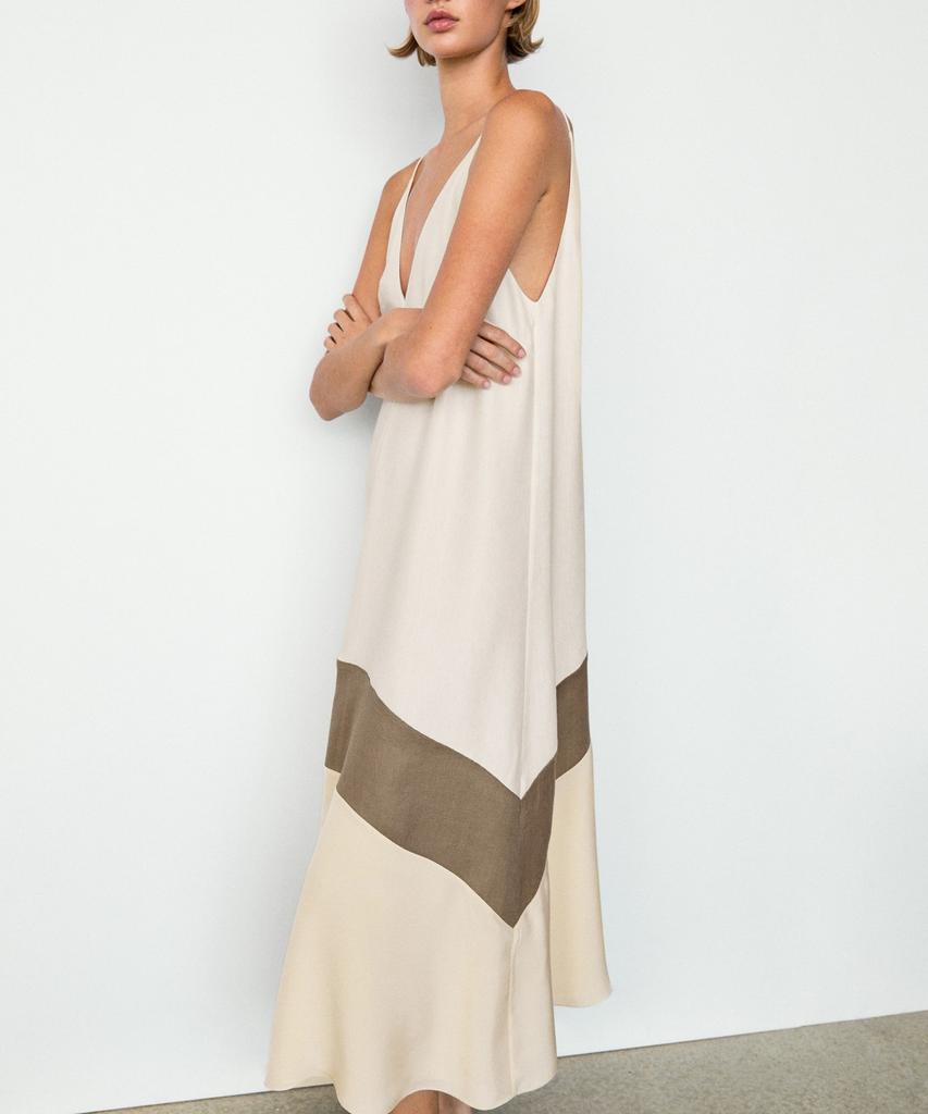 Masimodutti Color Block Fluid Midi Dress