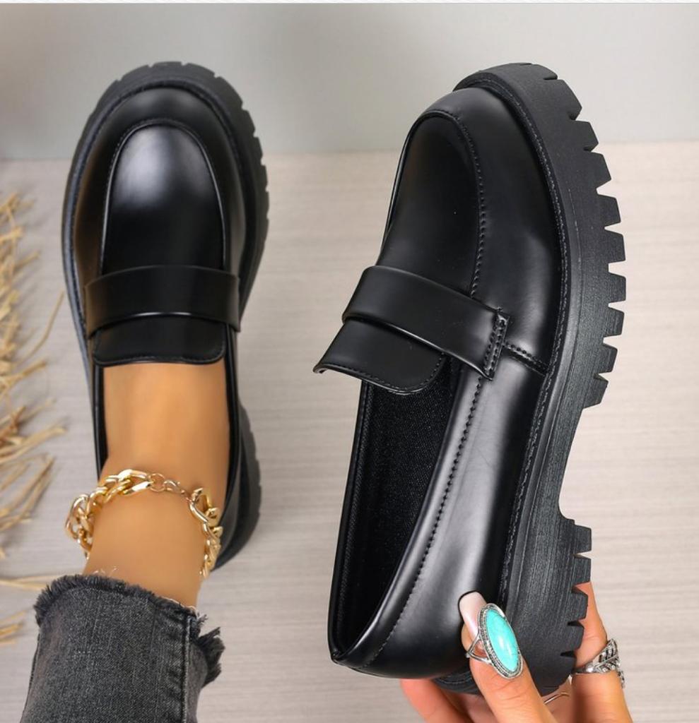 Fashion British Style Platform Loafers Women 2024 Plus Size Round Toe Single Shoes Woman Thick Bottom Pu Leather Oxfords Zapatos Mujer