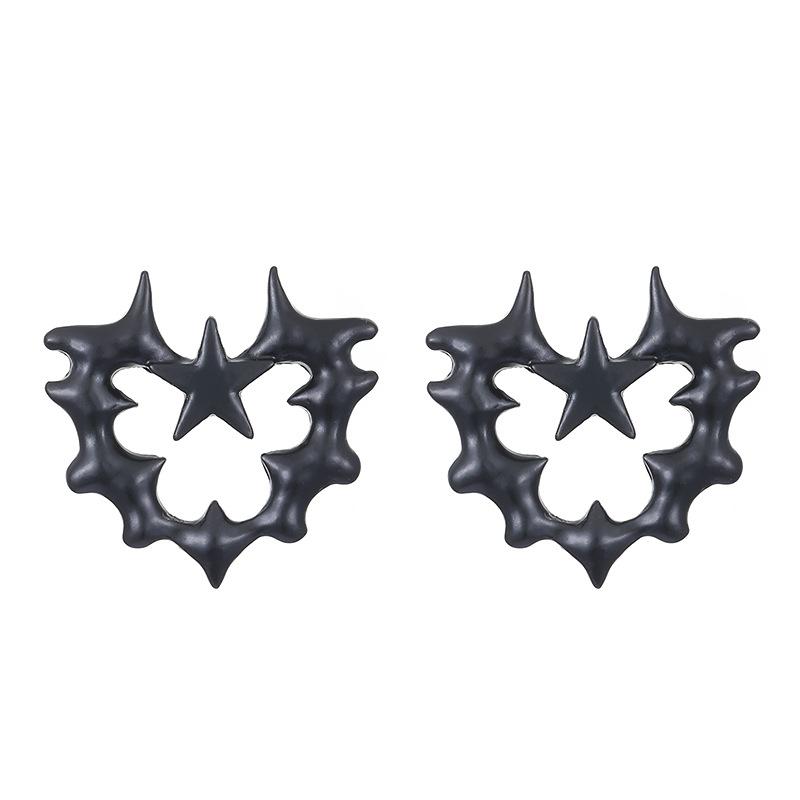 Vintage Punk Thorn Heart Star Gothic Cross Earrings for Women Fashion Jewelry Gifts Accessories Star Crystal Pendant Ear Hooks