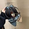 Summer New Sexy Open Toe Slippers Women's Pointed Toe Cross Rhinestone Slender Strap Slip Non-Slip High Heel Sandals