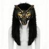 Maschera da Lupo Pelliccia Sintetica Vikinga Volpi Maschera Copricapo Animale Peloso Costumi Cosplay da Lupo per Festa in Costume