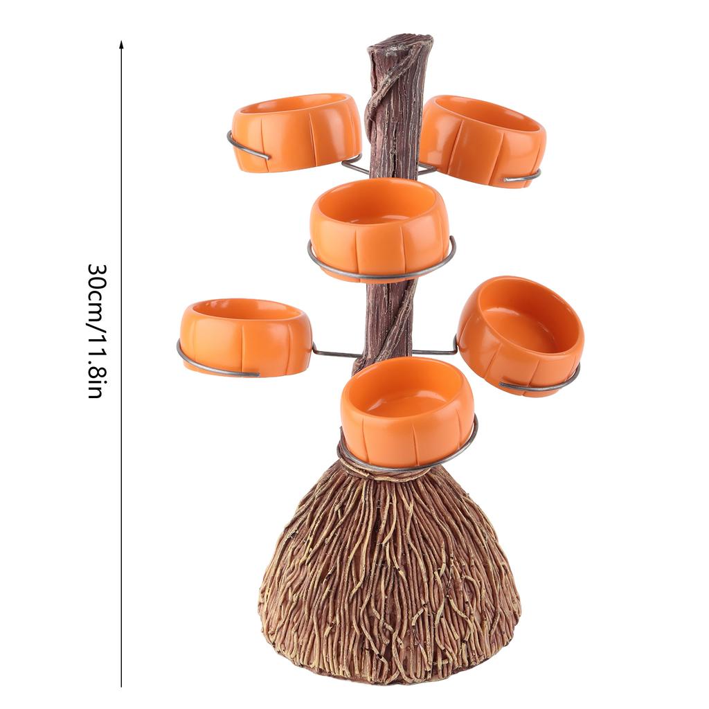 Snack Bowl Holder Halloween Pumpkin Snack Bowl Rack Witch Broom Decor Dessert Bowl Stand for Dining