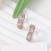 Korean Version of Ziqi Donglai, Exquisite Light Luxury Inlaid with Zircon Hollow Round Ear Buckles, Simple and Versatile Party Shows Temperament