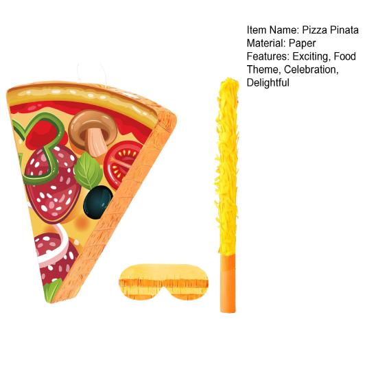 Pizza Pinata Food Themed Birthday Party Decoration with Stick Confetti And Blindfold for Summer Mexican Party Supplies