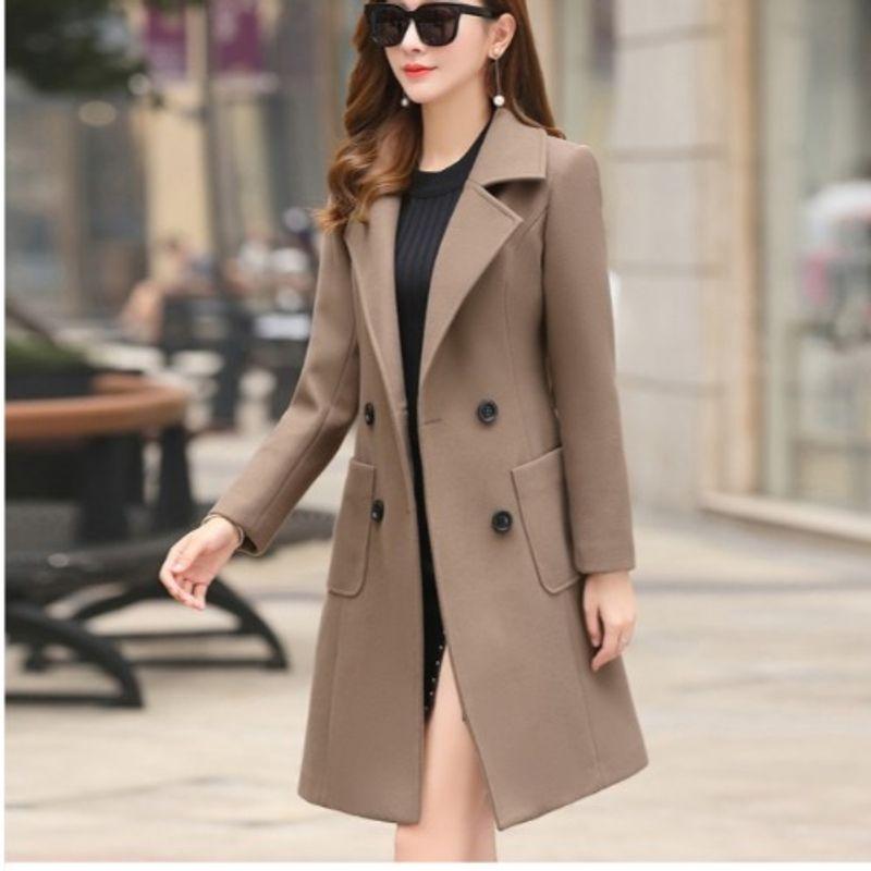 Work Clothing Double Breasted Slim-Fit Woolen Coat Suit Collar