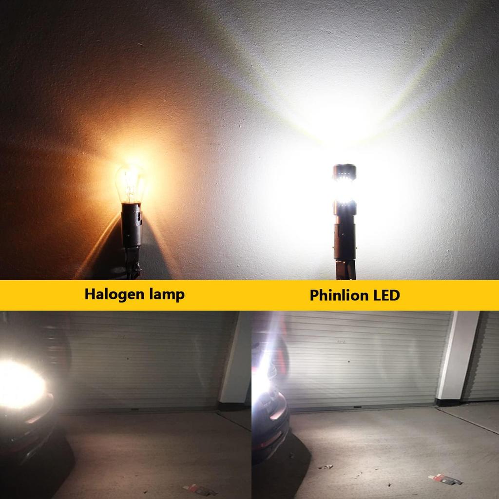 PHINLION 3200 Lumens Super Bright 1156 1141 3497 P21W 7506 LED Reverse Light Bulbs with Projector for Car Truck RV Backup Lights, 6000K Xenon White