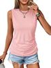 2026 Women's Sleeveless Pleated Round Neck Solid Color Casual Summer Pullover Vest