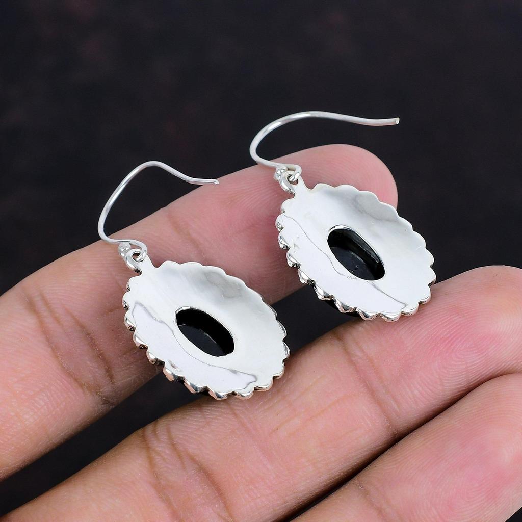 Svarta Onyx Örhängen Vintage Örhängen Handgjorda Ädelstenssmycken 925 Sterlingsilver Örhänge Toppkvalitet Svarta Onyx Smycken Gåvor Till Hennes