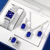 Popular Square Watch Fashion Light Luxury Bamboo Pattern Women'S Belt Watch Jewelry Set Wristwatch