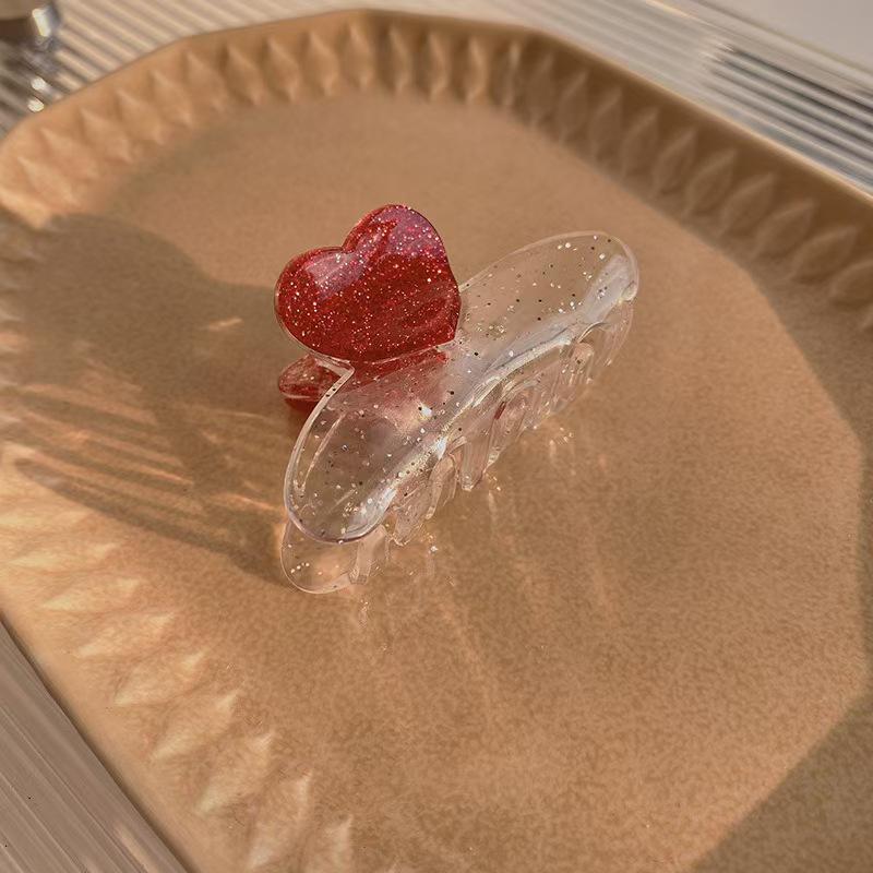 Elegant Korean Style Retro Heart Acetate Claw Clip for Hair