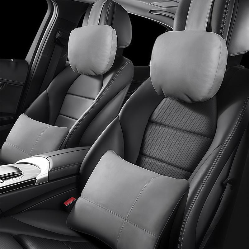 

Комплект подушек для поддержки поясницы и подголовника из замши для автомобильного сиденья Single