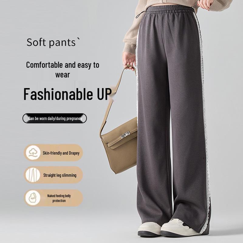 

Maternity Lace High-Waisted Lightweight Fall/Winter Pants L темно-серого