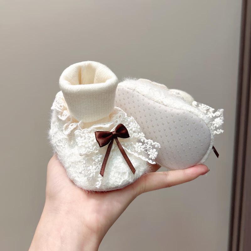 Autumn Winter Warm Velvet Baby Shoes: Anti-Drop Cotton Socks for 0-1 Year Old Girls (3-12 Months)
