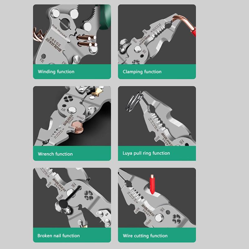 Electrician Wire Crimper Peeler Pliers Cables Stripping Multifunctional Press Plier Terminal Crimping Gross Side Cutting Tool