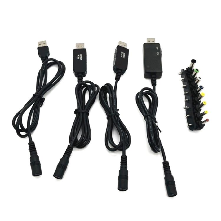 USB5V To DC9V 12V Converter Cable USB to DC9V 12V Charging Cable with 8 Adapters