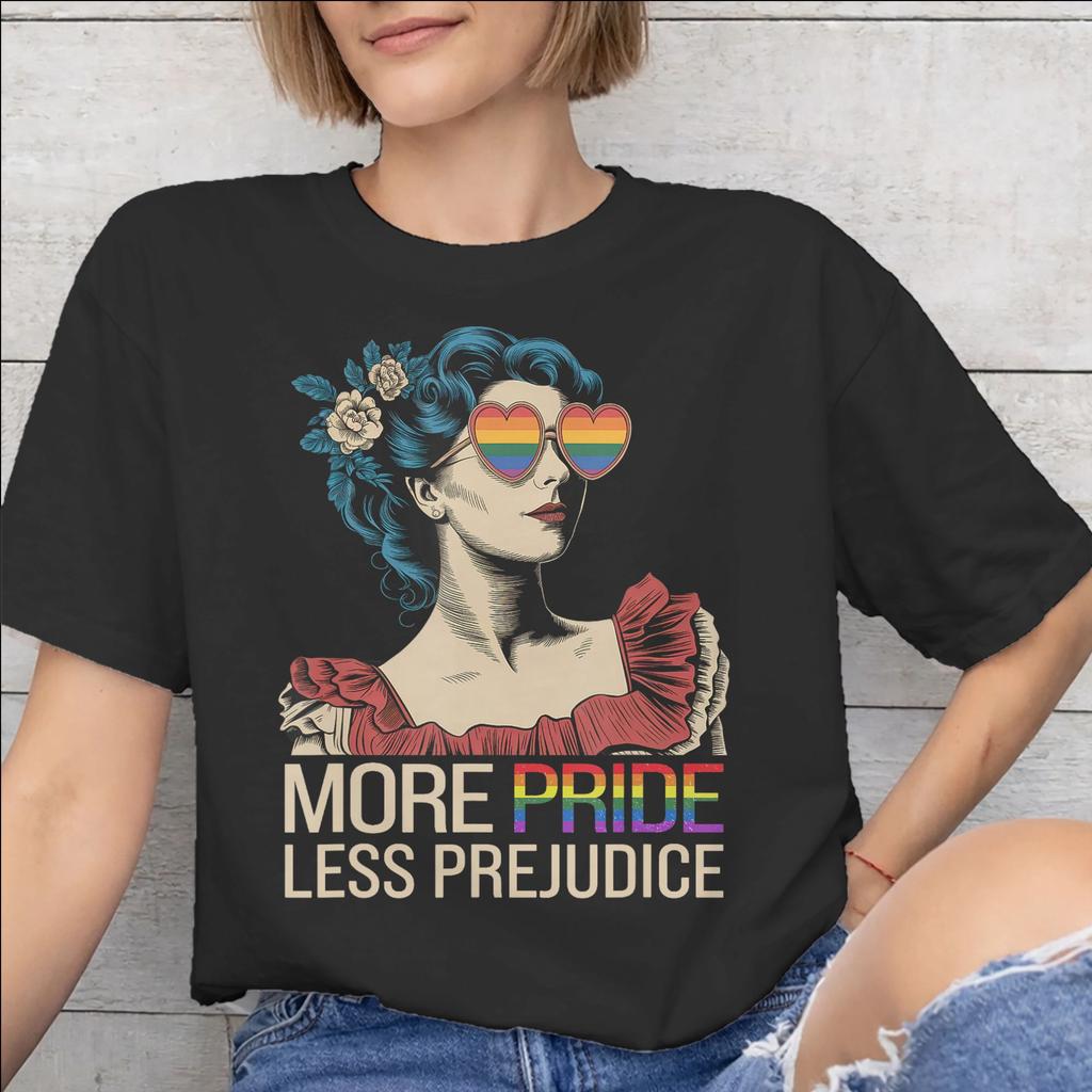 More Pride Less Prejudice Printed T Shirt for Unisex Unisex Cotton Tee Shirt Clothing