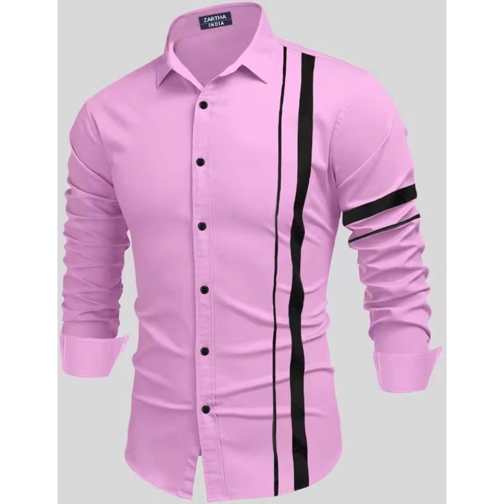 Spring New Men's Shirt 3d Printing All-match Line Printing Long-sleeved Casual Shirt Men's Fashion Casual Lapel Button Shirt