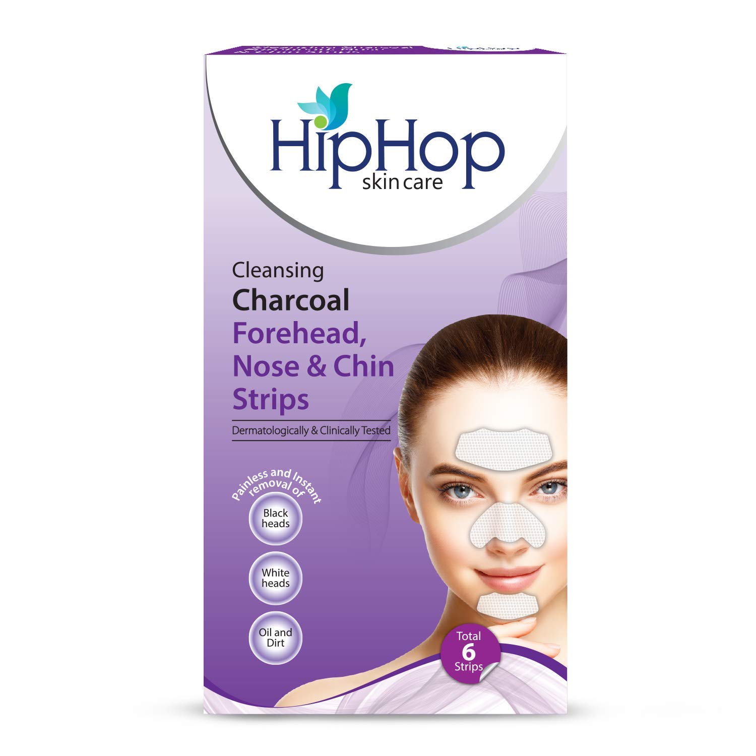 Hip Hop, Hiphop Skincare Cleansing Charcoal Forehead Nose And Chin Strips For Blackhead Removal And Pore Cleansing Total Strips, Aloe Vera, 6 Cou