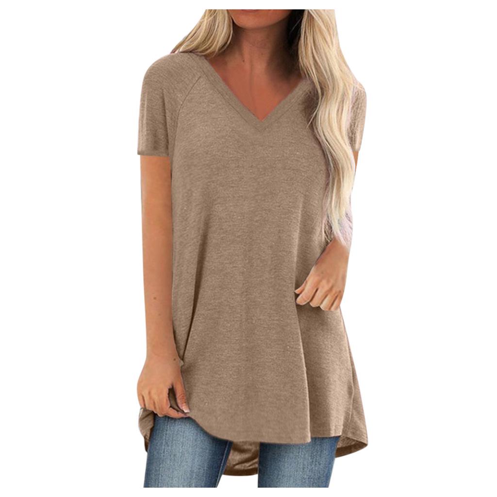 Women's V-Neck Swallowtail Short-Sleeved T-Shirt Set - 3 Pieces, Daily Casual Wear