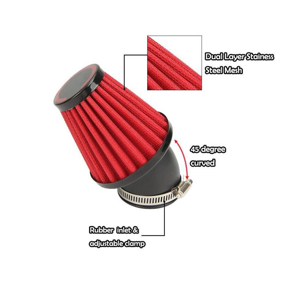 Motorcycle Air Intake Filter Kit, 3.4" Width, Red