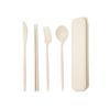 Eco-Friendly Wheat Straw Cutlery Set: Knife, Fork, Spoon & Chopsticks - Portable 4-Piece Tableware for Students & Professionals, Ideal Gift