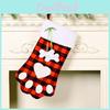 Charming Red And Black Checkered Dog Paw Holiday Stocking Perfect For Christmas Gifts
