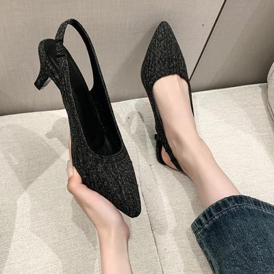 2024 New Arrival Pointed Sandals for Women High Heels Sandalias De Mujer Summer Comfortable Slip On Low-heeled Slingbacks Shoes