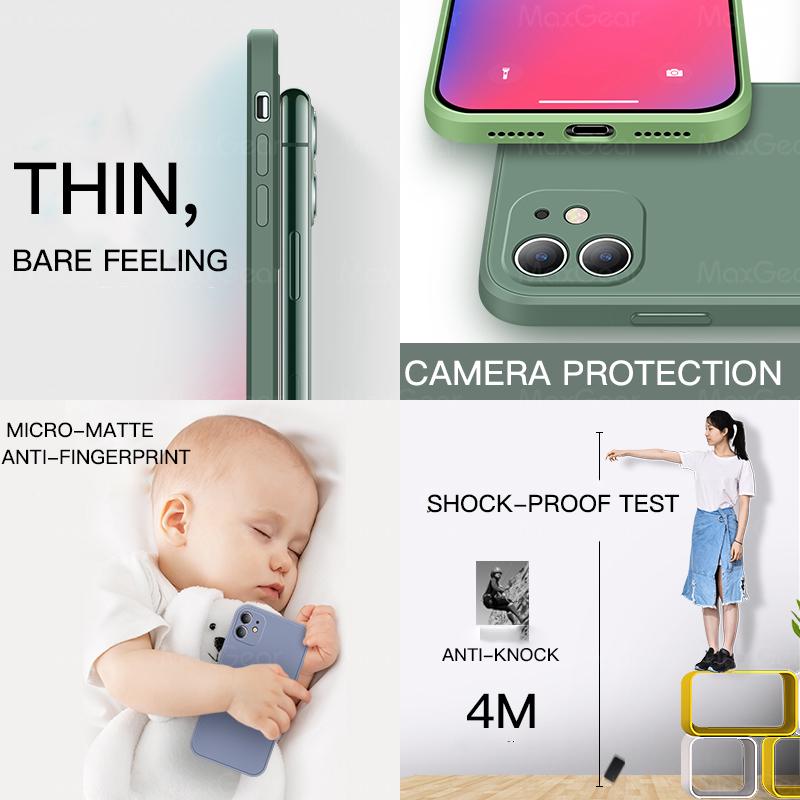 New   Square Liquid Silicone Soft Case For iPhone 11 Pro X XR XS Max 7 8 6 6s Plus SE 2  12 Mini Phone Cover