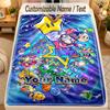Flannel BlanketSuper Mario Custom Name Text Personalized Soft Warm Throw Blanket Home Decor Gift