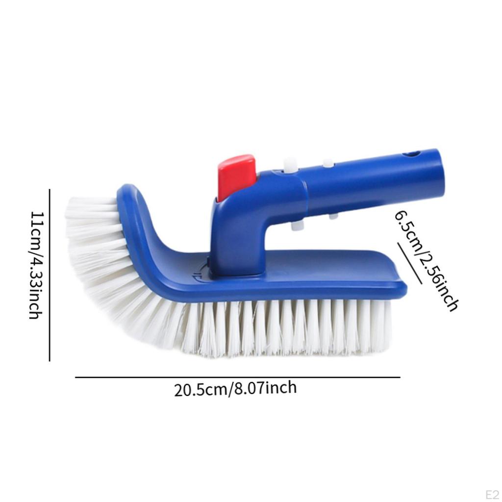Pool Brush Hand Scrub Curved End Bristles Lightweight Rotatable Head Cleaning for