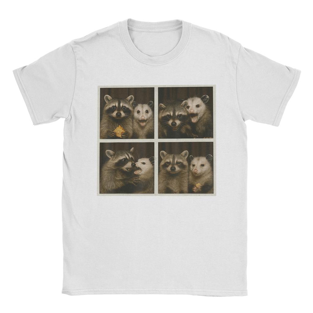 Funny Possum And Raccoon Photobooth Selfie Trash Feral Women T Shirt Beach T Shirts Unisex Cotton Round Neck 4XL 5XL 6XL Tees