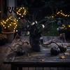 Spooky Skull Figurine Figurine, Black Red Rose Creepy Eyeballs Skeleton Halloween Lightweight Decoration Table Centerpiece for Tabletop, Desk, Mantel,
