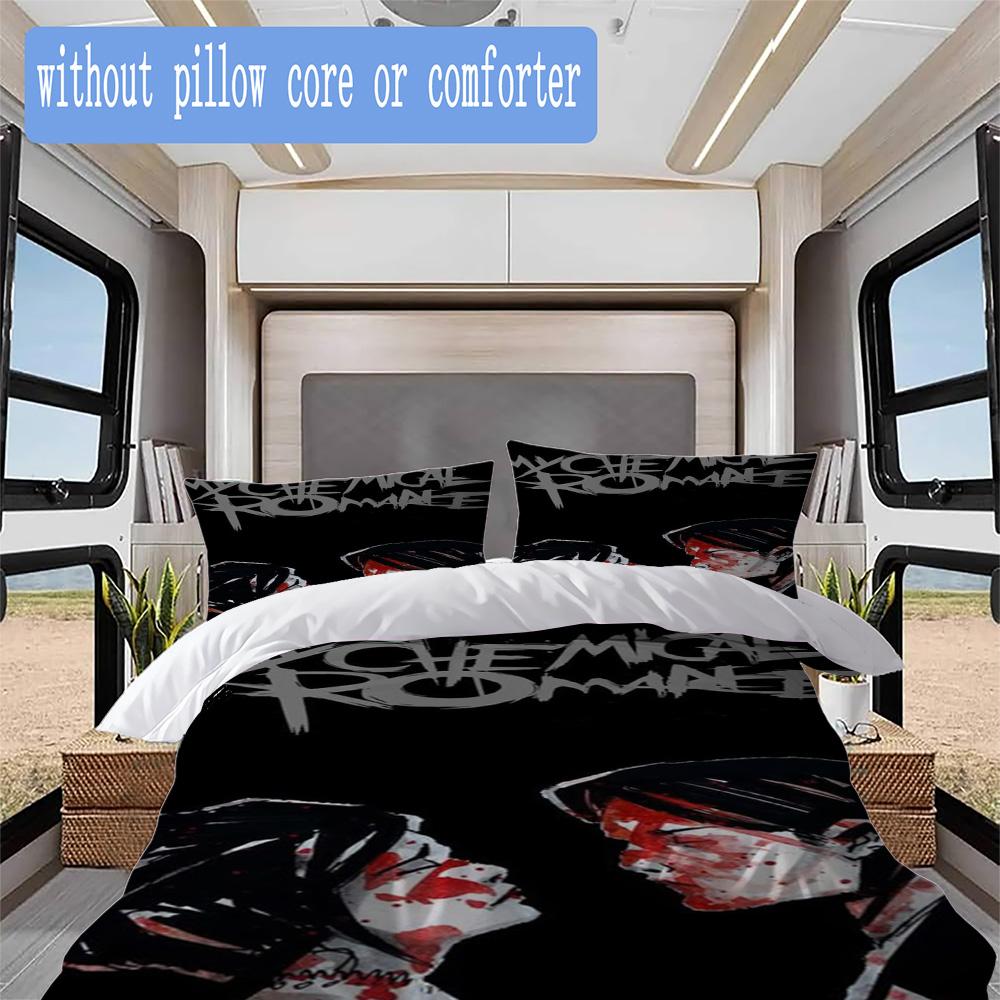 My Chemical Romance Anime Pattern Bedding,Quilt Set Quilt Cover Pillowcase Home Birthday Gift (1*duvet cover+2*pillowcase,without core)ZSJT0917389