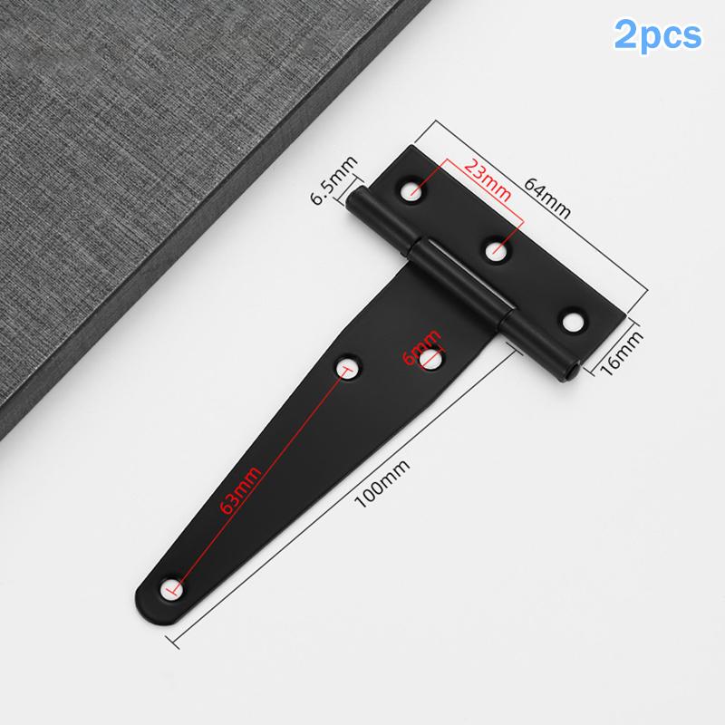 [ZYA]2pc Heavy Duty Black T Shape Iron Hinges Galvanized Door Gate Hardware Hinges Shed Cabinet Barn Room Strap Hinge With Screw