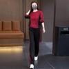 Casual Sports Suit Autumn and Winter Fashion Contrasting Color Round Neck Sweatshirt Wide Leg Pants Two-piece Set