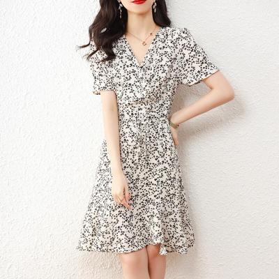 Srcr French V-Neck Floral Chiffon Dress