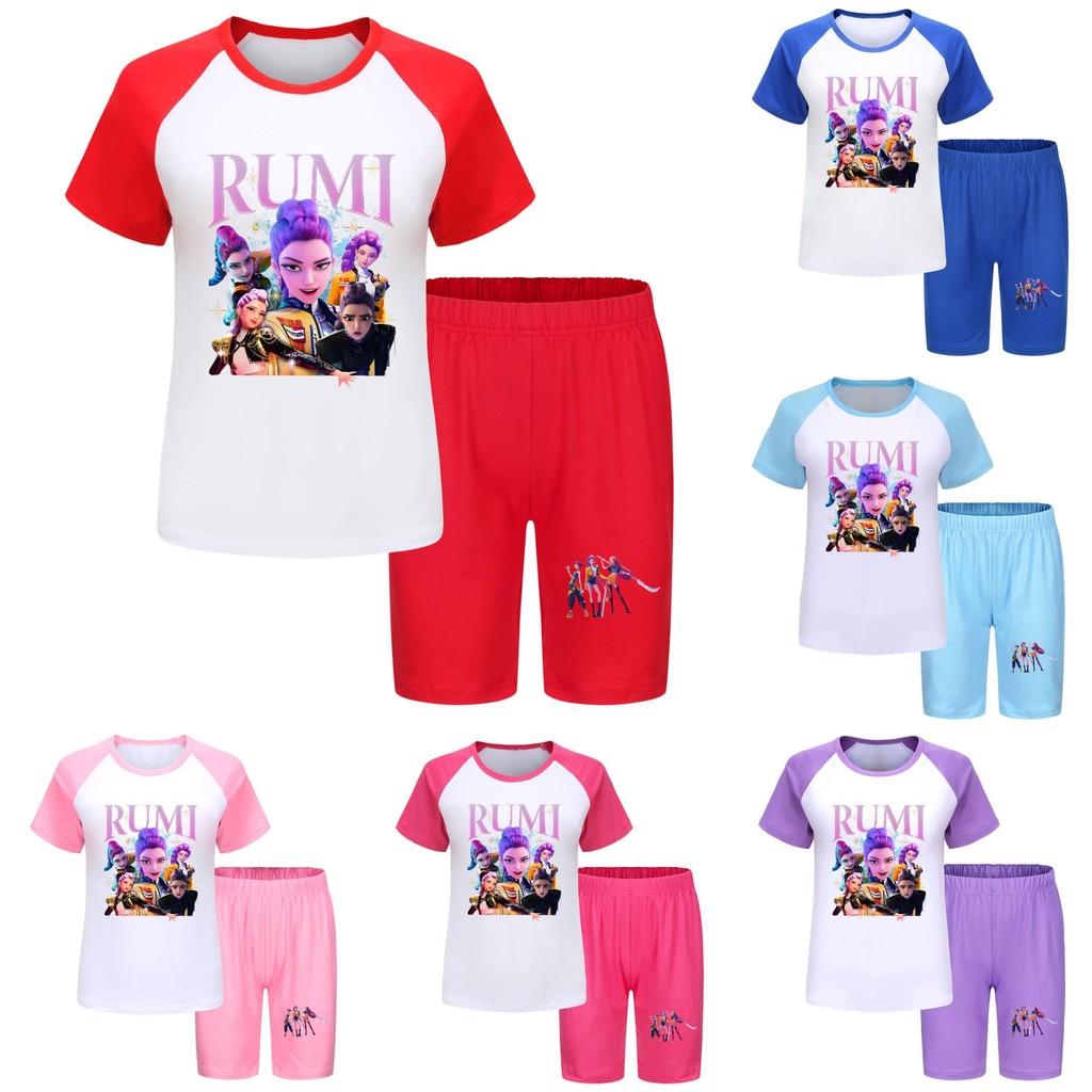 Set Sportivo Estivo Kpop Demon Hunters per Bambini in Tessuto di Cotone per Bambini Attivi